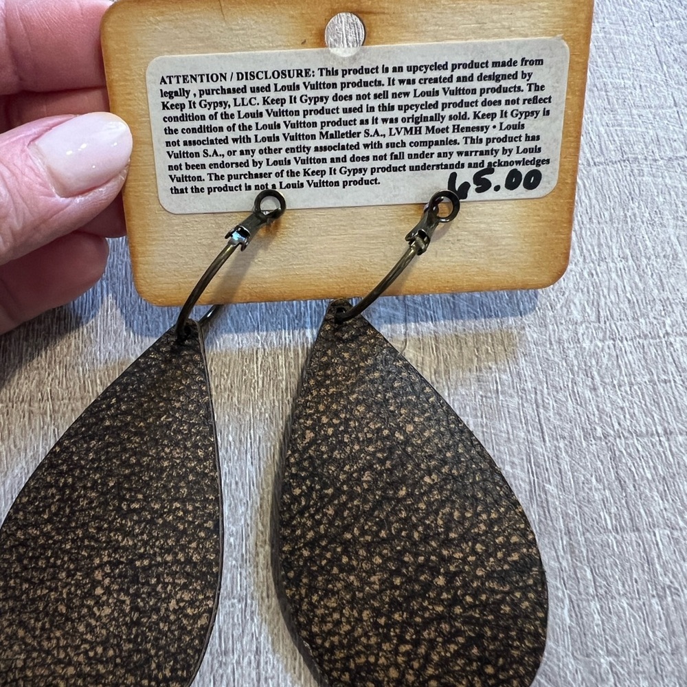 Louis Vuitton Black and Brown Teardrop Earrings - Picture 2 of 2